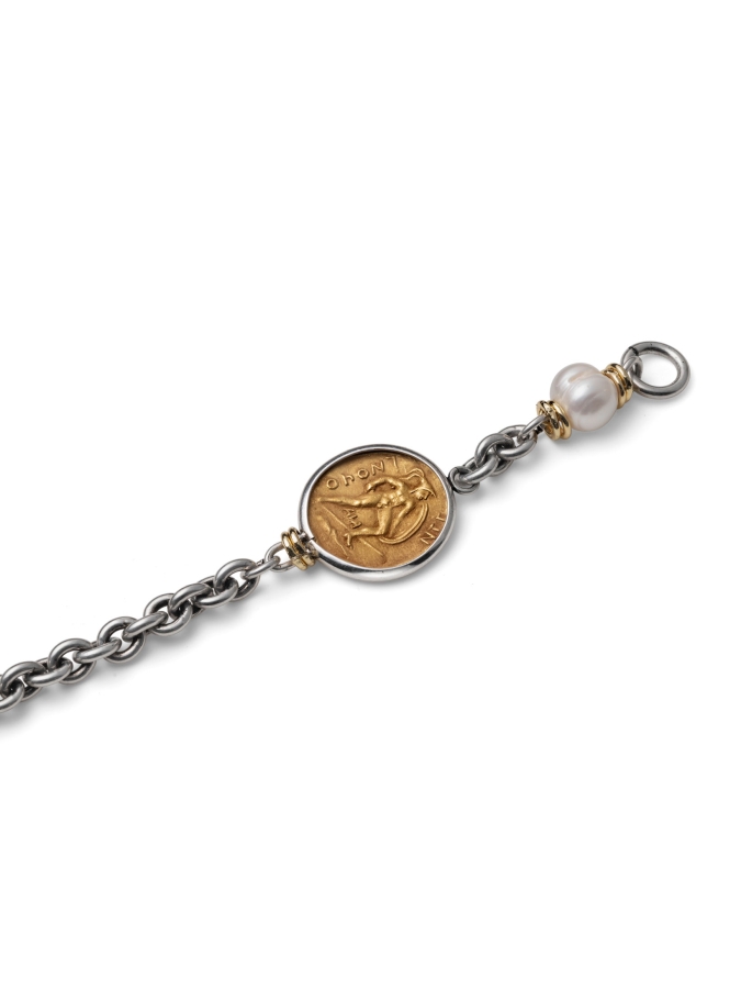 Bracciale Argentato con Medaglia Greca