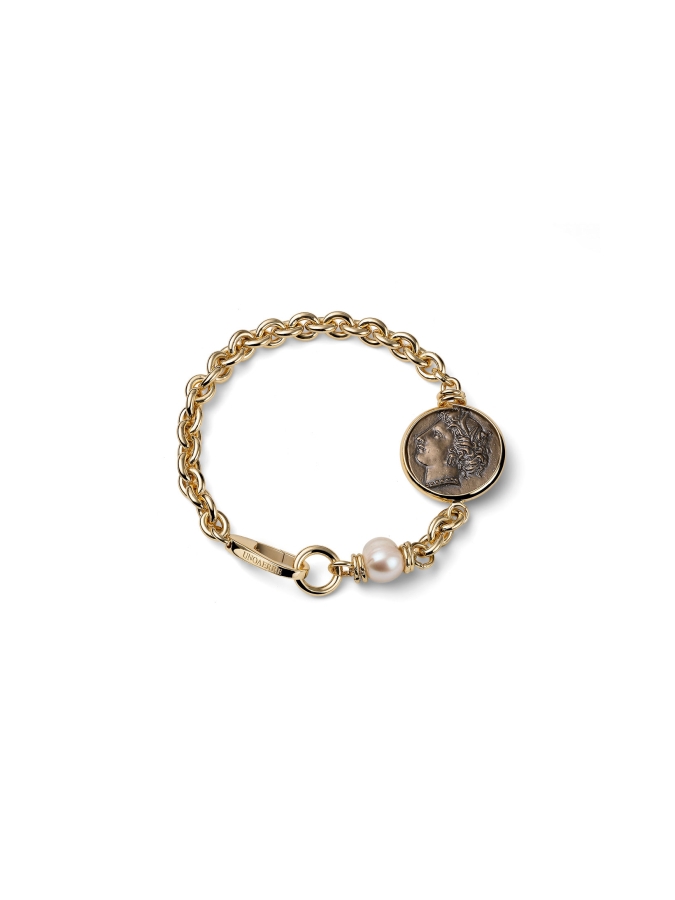 Bracciale Dorato con Medaglia Greca