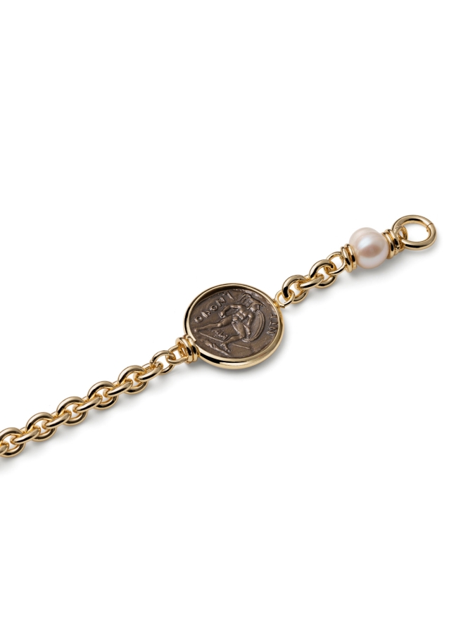 Bracciale Dorato con Medaglia Greca