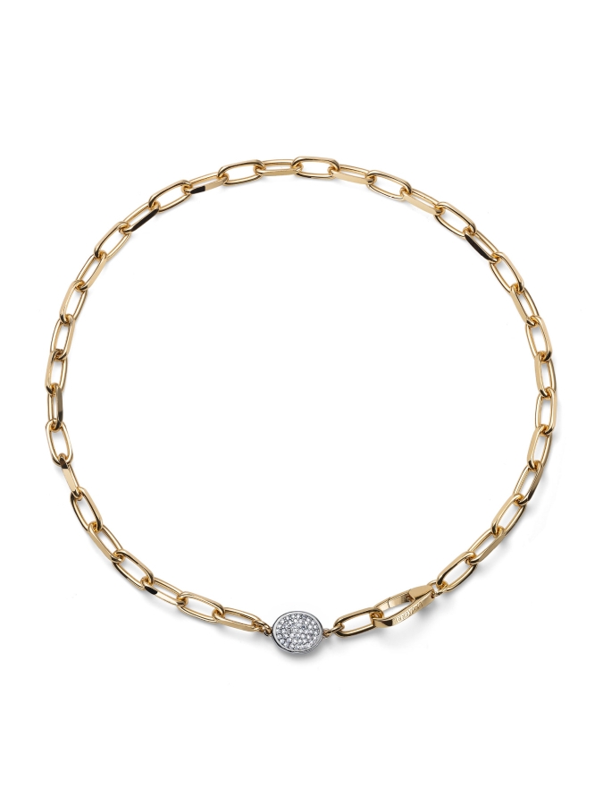 Collana in Catena Forzatina Dorata e Zirconi