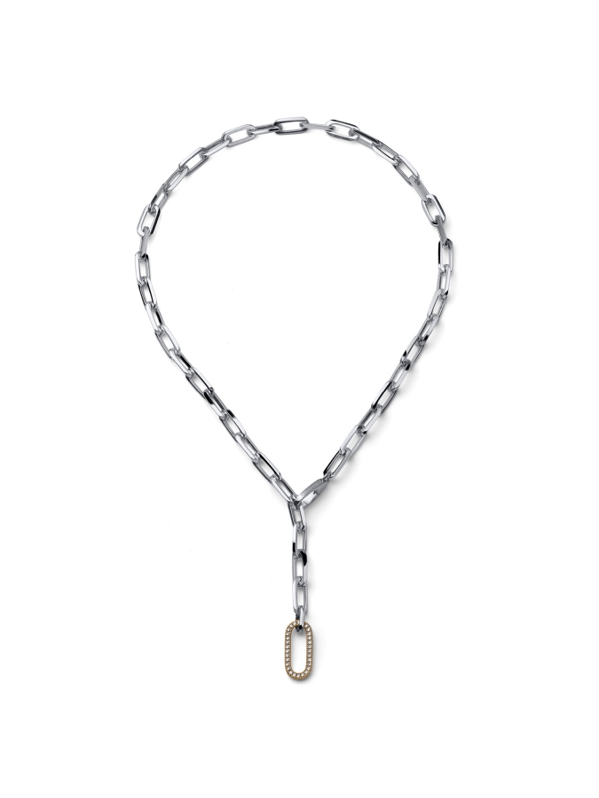 Collana Catena Argentata e Maglia Pavé