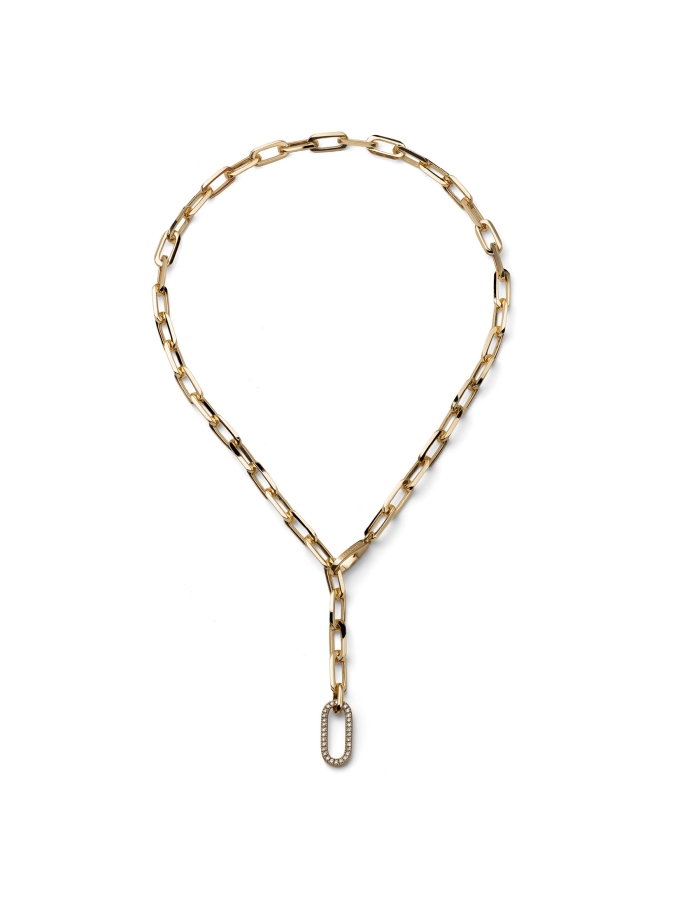 Collana Catena Dorata e Maglia Pavé