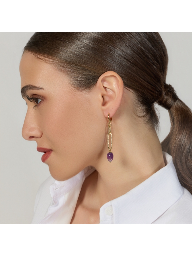 Golden Joya Earrings with Amethist