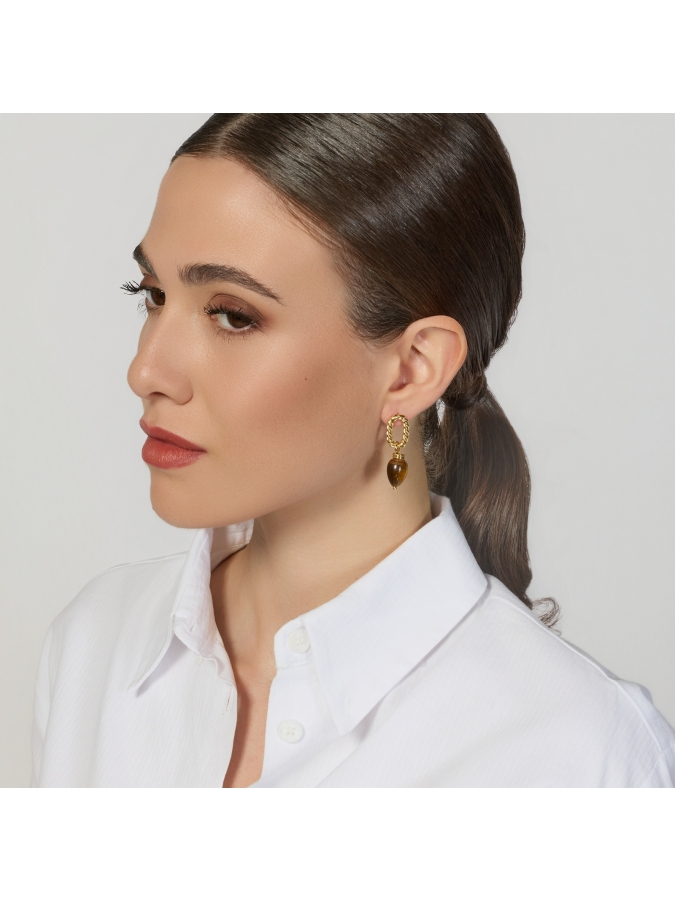 Joya Twisted Earrings with Tiger's Eye