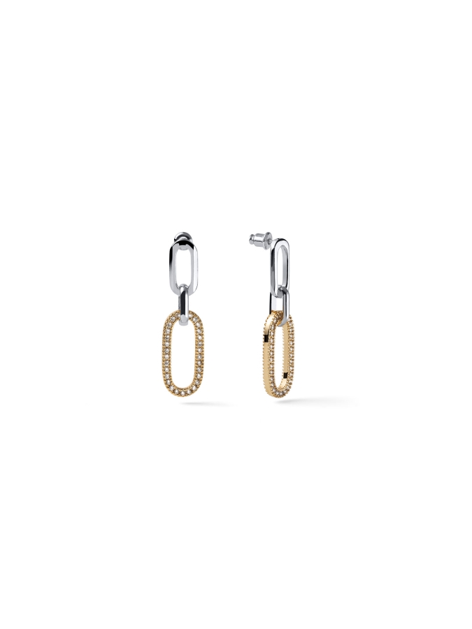 Orecchini Argentati con Catena Pavé