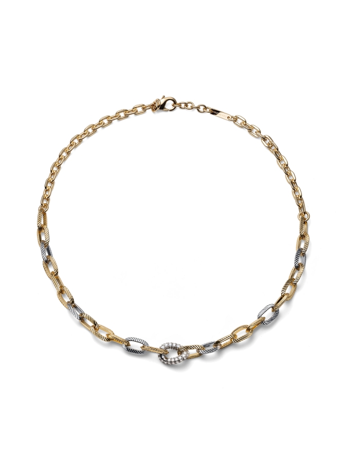 Collana Catena Bicolore e Zirconi