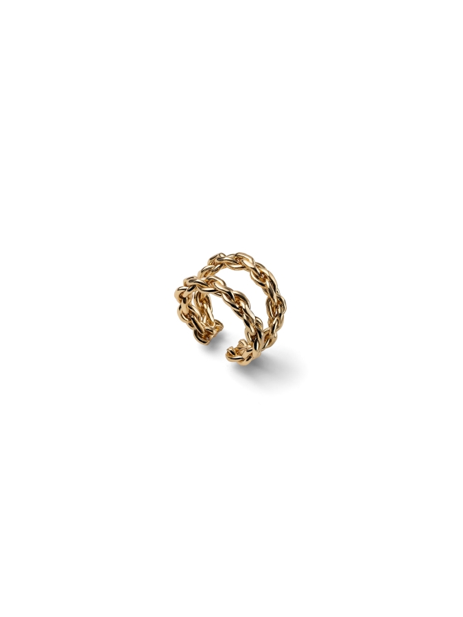 Anello Dorato Doppio Filo Intrecciato