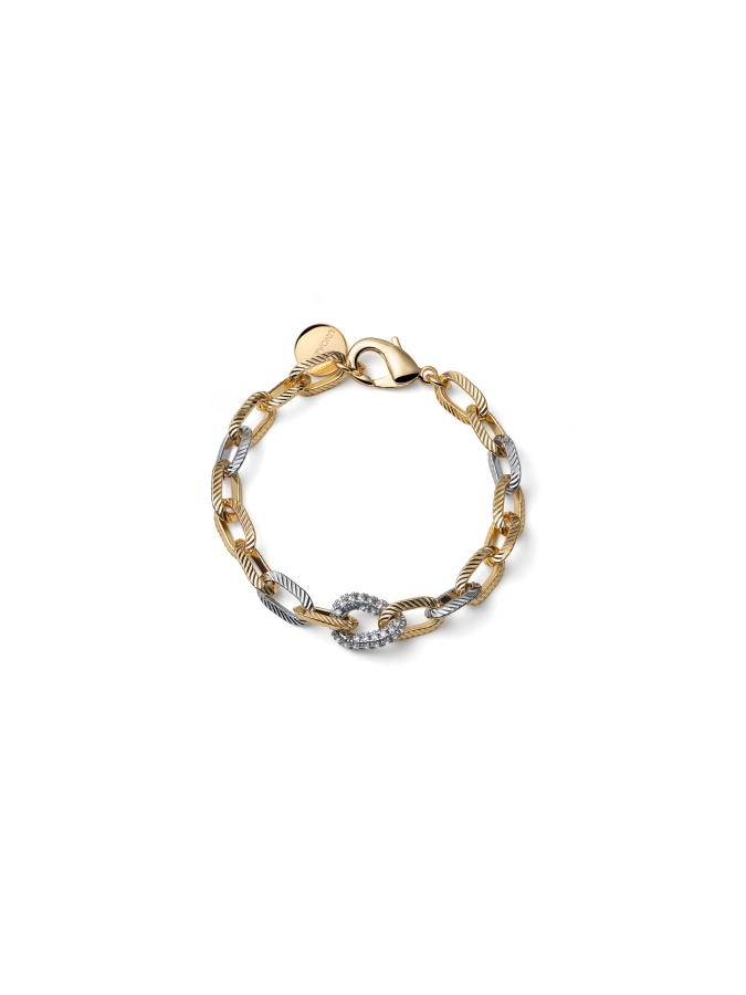 Bracciale Catena Bicolore con Zirconi