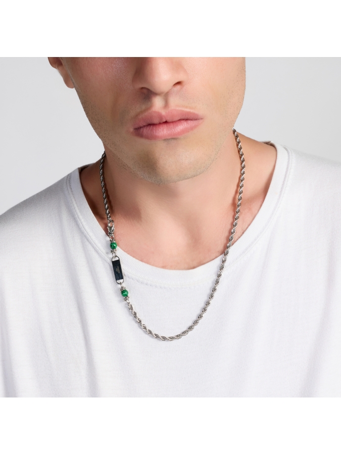 Aeternum Rope Chain Necklace with Malachite