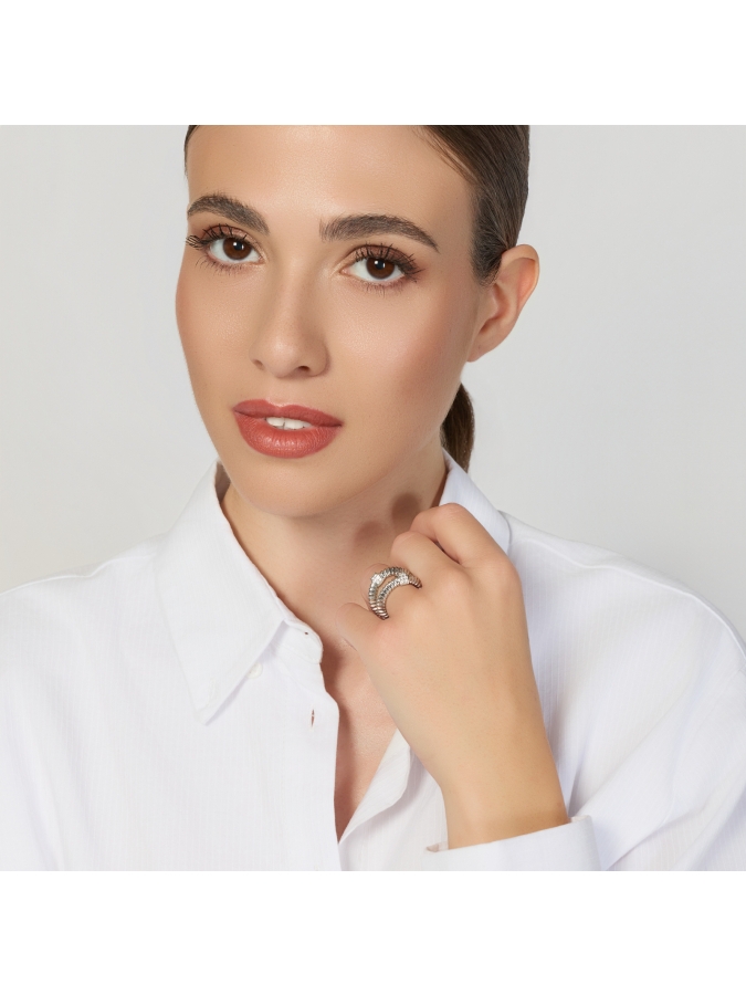 Anello Premium in Argento e Pavé