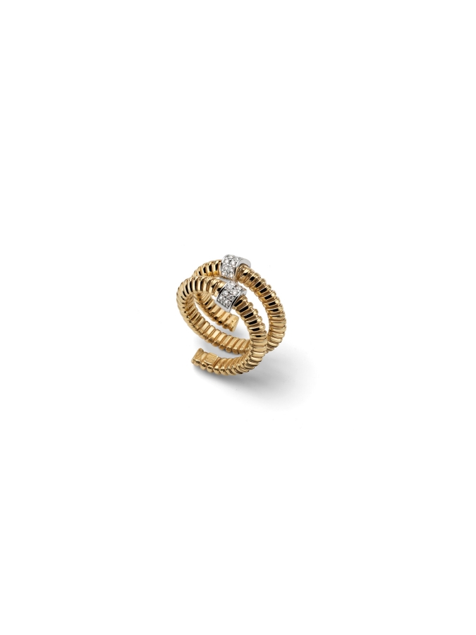 Anello Premium in Argento Dorato e Pavé