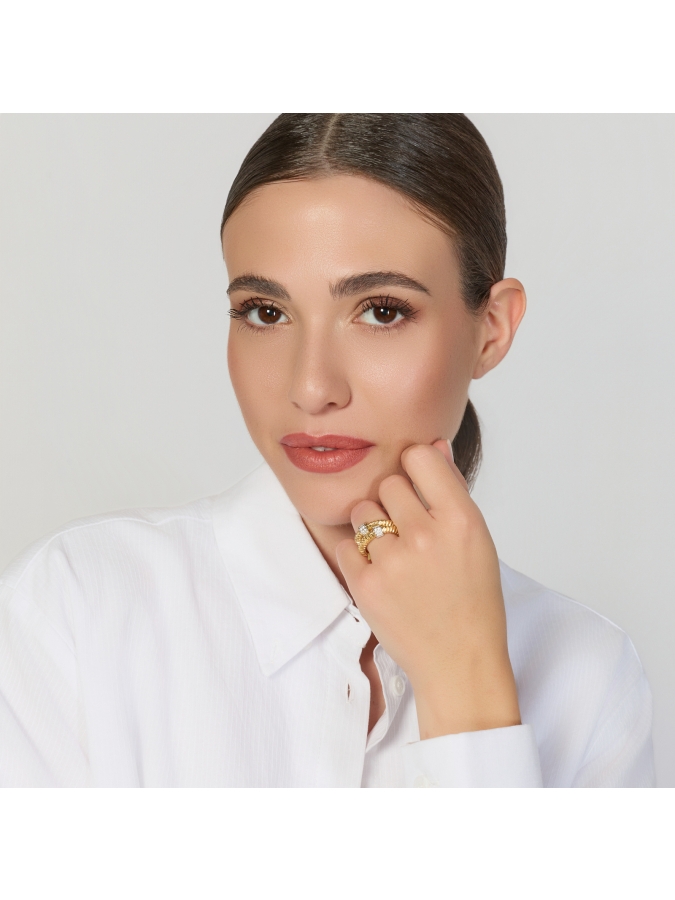 Anello Premium in Argento Dorato e Pavé