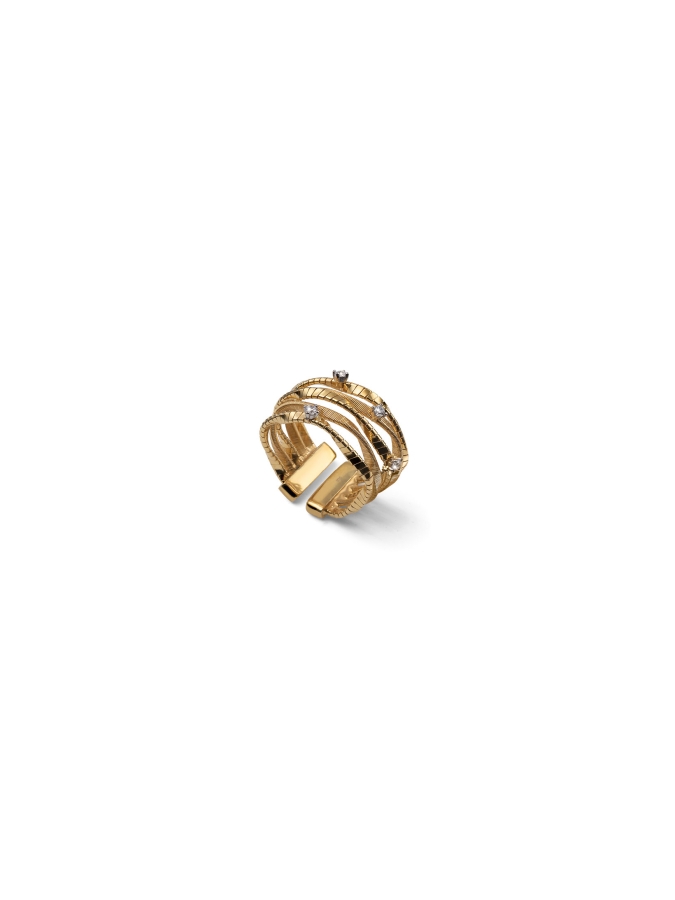 Anello Luce con Zirconi in Argento Dorato