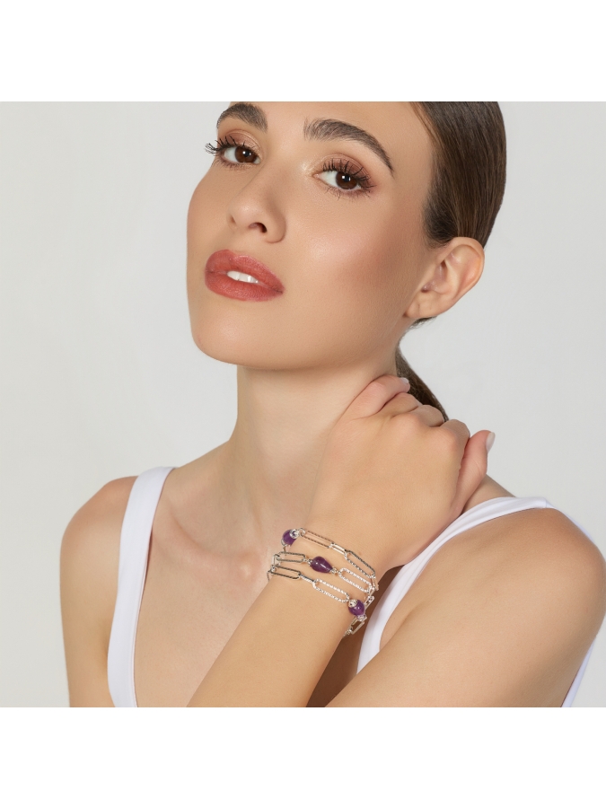 Bracciale Joya Argentato con Ametista