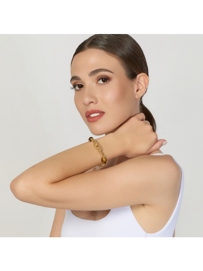 Bracciale Torchon e Occhio di Tigre