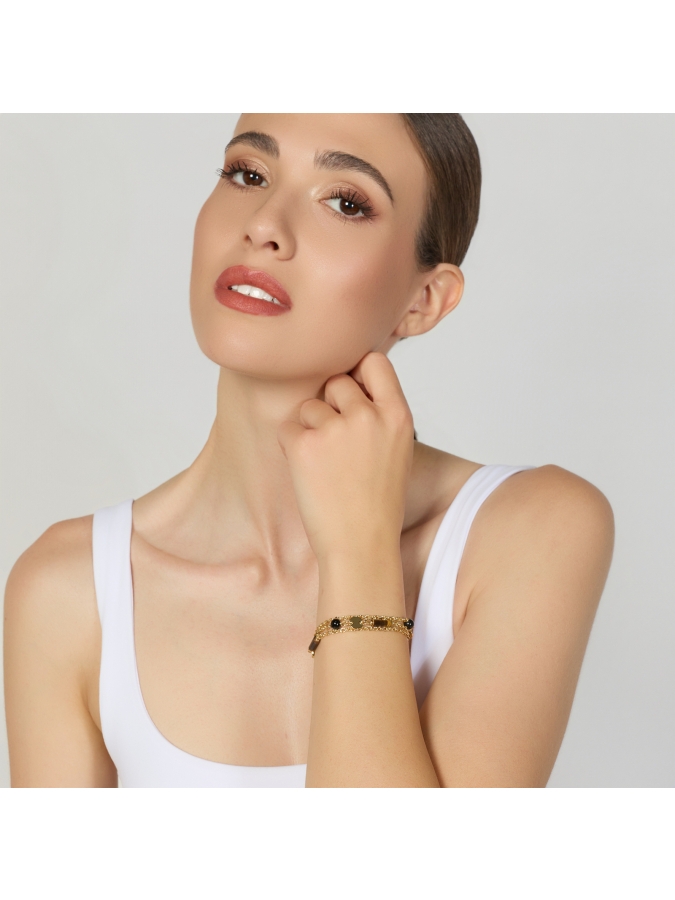 Bracciale Multifilo con Onice e Occhio di Tigre