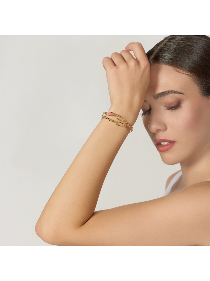Bracciale Joya con Occhio di Gatto Rosa