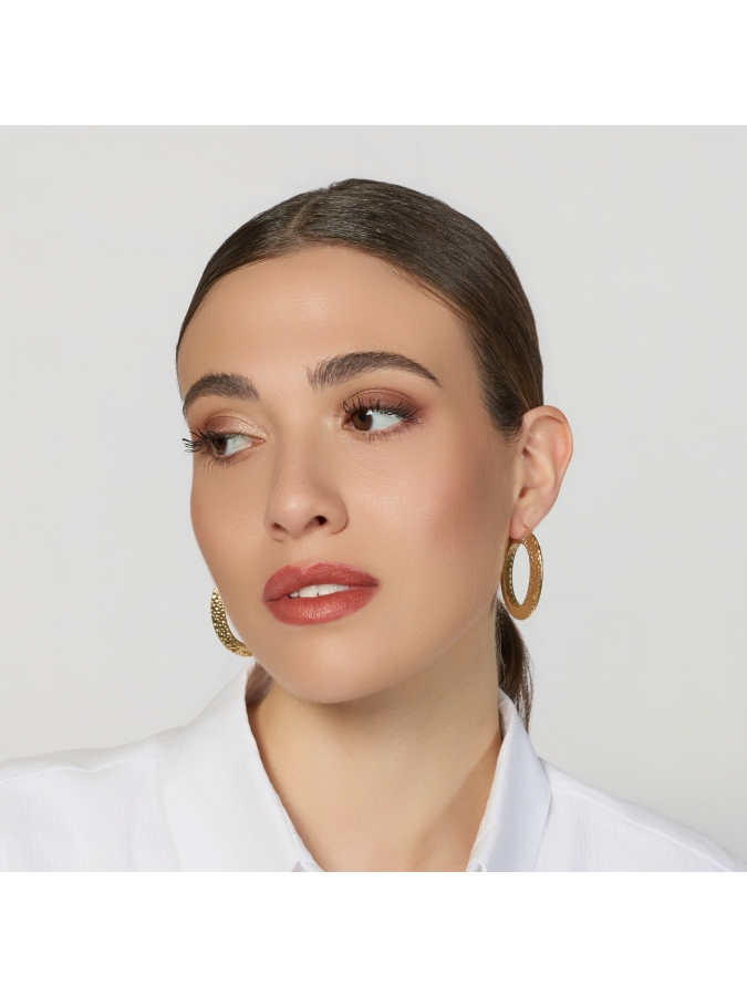 Hammered Oval Hoop Earrings