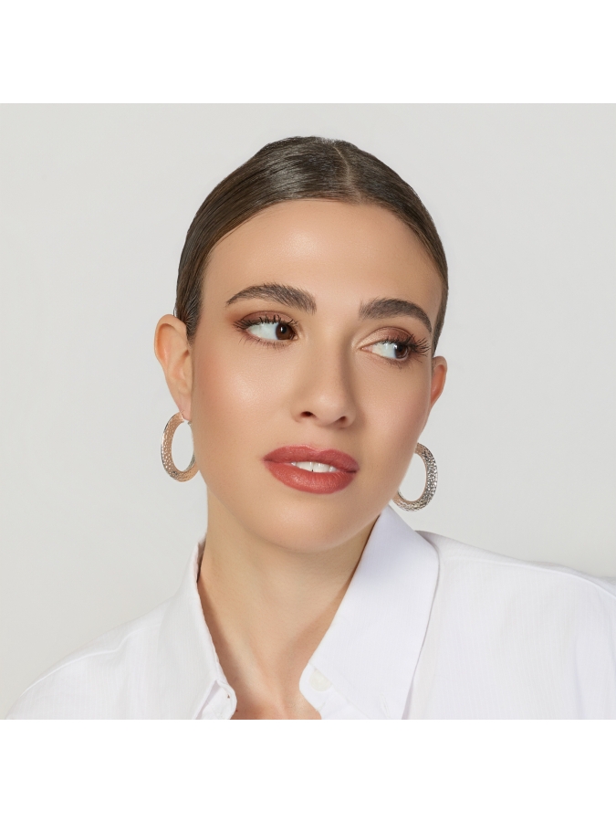Hammered Oval Hoop Earrings