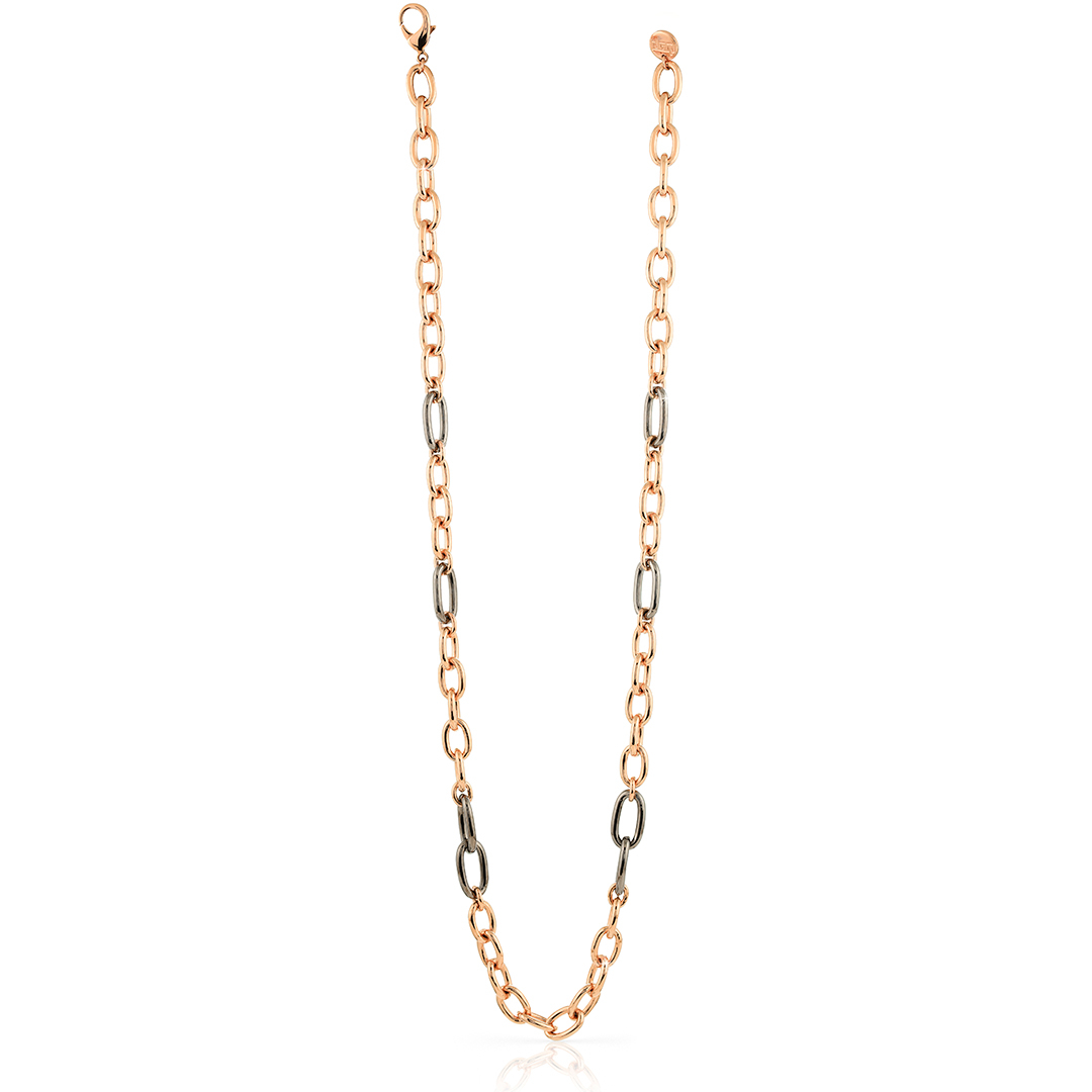 Unoaerre collana in bronzo dorato rosa e nero 491486 | UNOAERRE Gioielli